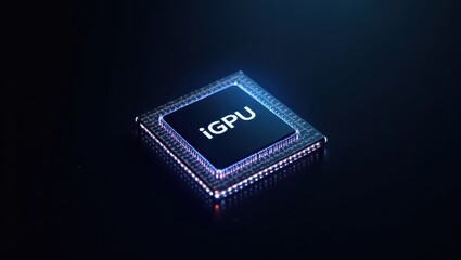 Leinwandbilder - Igpu. Cpu chip is lit up on dark surface