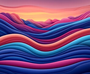 abstract layered wave background with sunset colors for web design, posters