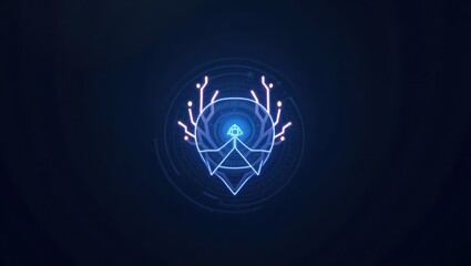 Poster - Mysterium Network. Neon lights are glowing in dark of room
