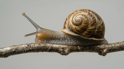 Poster - detailed macro shot of snail on branch, showcasing its organic texture