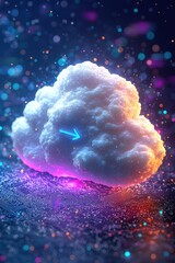 Poster - Creative representation of cloud file-sharing technology with neon colors