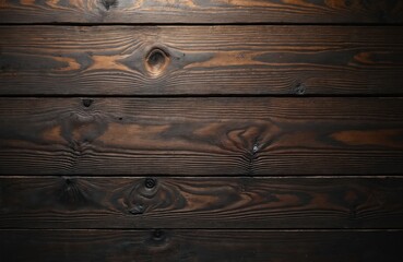 Poster - Vintage dark wood plank background featuring rustic abstract texture. Timber surface shows old grunge table wall material. Brown natural panel pattern with rough design. Hardwood tree grain