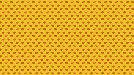 Poster - Seamless floral pattern with red tulips on yellow background animation. Retro style botanical theme. Repeating abstract flowers animated flat 2D backdrop horizontal 4K video texture continuous