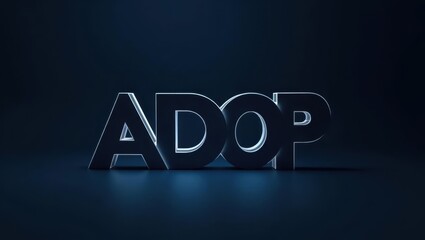 Poster - Adop. Word adop is made up of metal letters on dark background