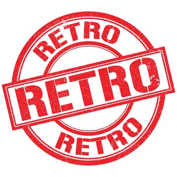 RETRO text written on red stamp sign