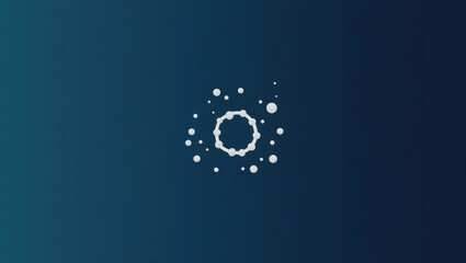 Poster - Interactions. Logo of computer with circular shape on blue background
