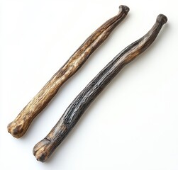 Poster - Two Unique Natural Twigs Showcasing Textural Contrast and Organic Shapes for Nature, Craft Projects, or Artistic Inspirations