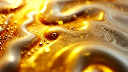Poster - Glowing golden hues blend with white to create captivating liquid patterns that shimmer and flow gracefully