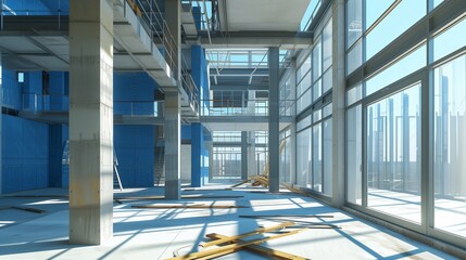 Poster - construction site of a modern industrial building
