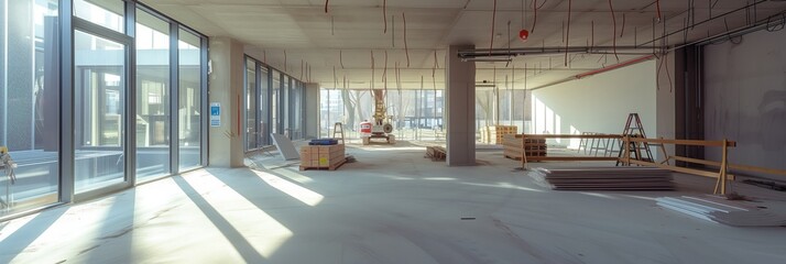 Poster - construction site of a modern industrial building