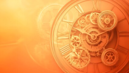 Poster - Ornate clockwork gears in warm sunlight