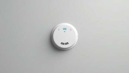 Poster - Smart Smoke Detector. White smoke detector is on wall with blue light