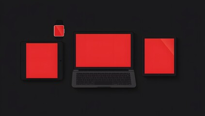 Poster - Flatlay of modern tech devices