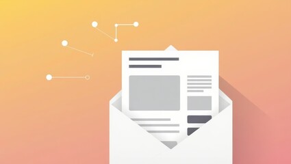 Poster - Stripo. Envelope is open with paper and paper clipping