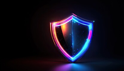 Poster - Neon Shield in Dark Studio (1)