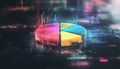 Poster - Colorful pie chart data display on tech interface