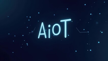 Aiot. AI glowing blue text stars background technology concept innovat