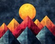 © Auon - Abstract mountain landscape sharp geometric edges and soft pastel overlays