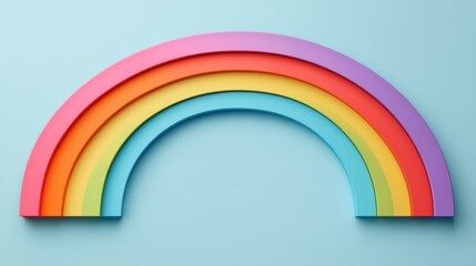 Wall Mural - vibrant rainbow illustration with colorful layers on a light blue background, perfect for design pro
