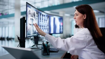 Poster - Dentist Doctor Looking At Teeth Xray