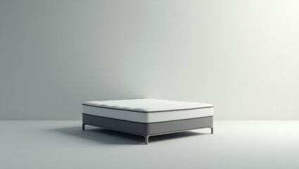 Poster - Hybrid Mattress. White mattress is on floor in room