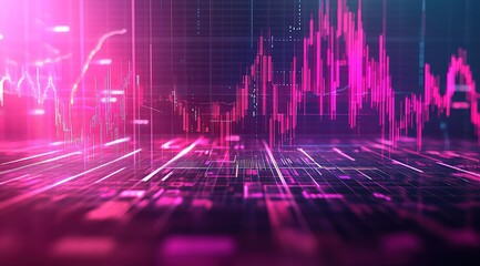 Poster - Abstract Pink and Purple Data Visualization Background