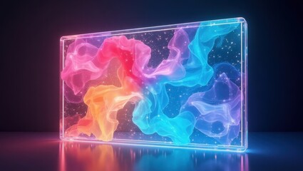 Poster - Transparent Tv. Colorful smoke is coming out of glass box
