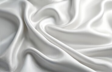 Poster - White gray satin background. Silver fabric silk texture with soft blur natural pattern. Elegant curves, waves, flow, metallic motion. Luxurious sensual shine for decoration design projects.