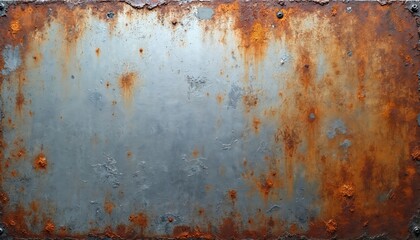 Aufkleber - Distressed silver metal with rust texture illustration. Aged industrial weathered metallic surface with orange corroded spots, grunge background. Perfect for steampunk, vintage, retro designs.