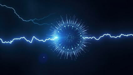 Poster - Qkd. Blue light is shining brightly through dark sky