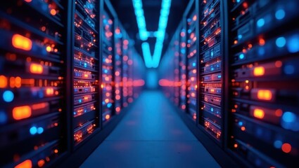 Poster - Air Gap. Lights are glowing brightly in dark of server room