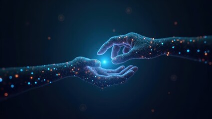 Poster - Ai Alignment. Two hands are touching each other with glowing dots