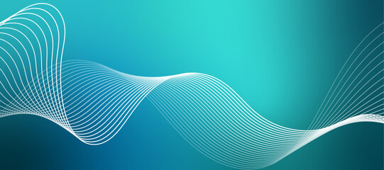 Poster - Abstract wave element for design. Digital frequency track equalizer. Stylized line art background. 