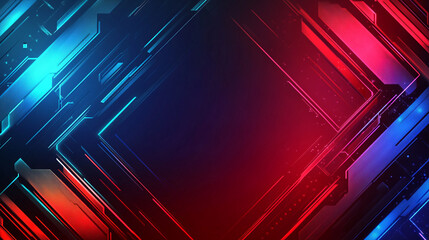 Poster - Abstract red blue neon glowing lines technology background design dark style color light shape bright