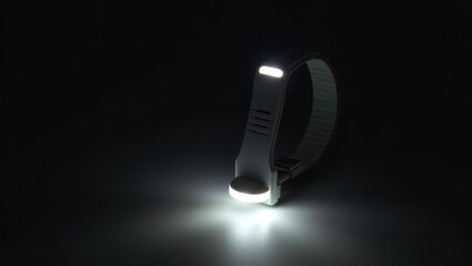 Poster - Neck Light. Light is on in dark and bracelet is glowing