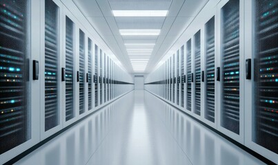Poster - Modern Data Center with Rows of Server Racks