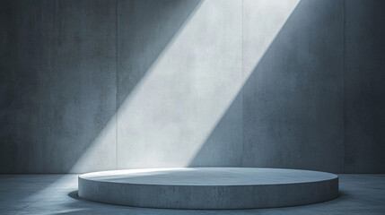 Poster - Modern minimalist concrete platform studio background light grey wall room image scene space style