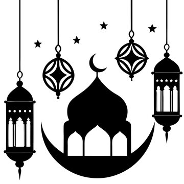 Beautiful Eid & Ramadan Silhouette Art.
