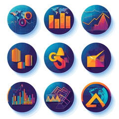 Poster - Abstract Financial Data Visualization with Charts and Global Market Data