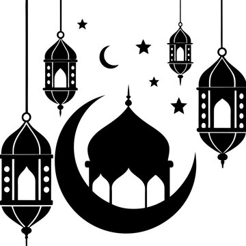 Beautiful Eid & Ramadan Silhouette Art Clean & Timeless Design.