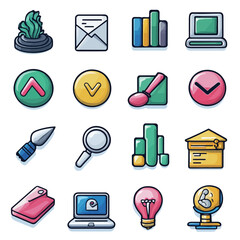 Poster - Doodle style graphic illustration icons for data analysis and web design