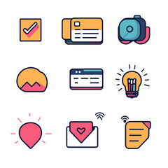 Poster - Colorful Icon Set of Business and Creative Design Elements on White
