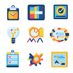 Poster - Business Analytics Icons Set for Technology and Data Visualization