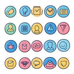 Poster - Set of Colorful Business and User Interface Icons on a White Background