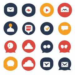 Poster - Communication Icons Set with Message, Speech Bubble, Mail and Social Media