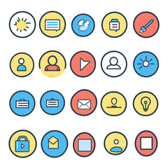 Poster - Interface Symbols: Outline Icons Set for Business and Technology Design