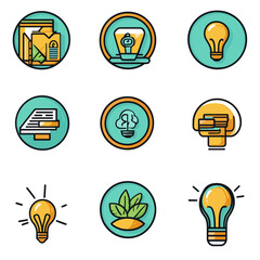 Poster - Creative Business Ideas: Light Bulb, Plant, Brain, Documents, Technology