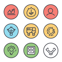 Poster - Data Analytics Concept with Graph Security Idea and Settings Icons Set