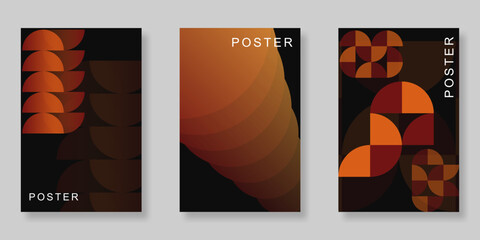 Poster - Set of minimal poster background design. Geometric shapes in brown color style for book cover, bannerm layout and invitation