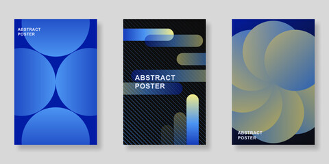 Poster - Modern gradient poster background set. Minimalist style cover with geimetric shapes for bannerm flyer and cover template